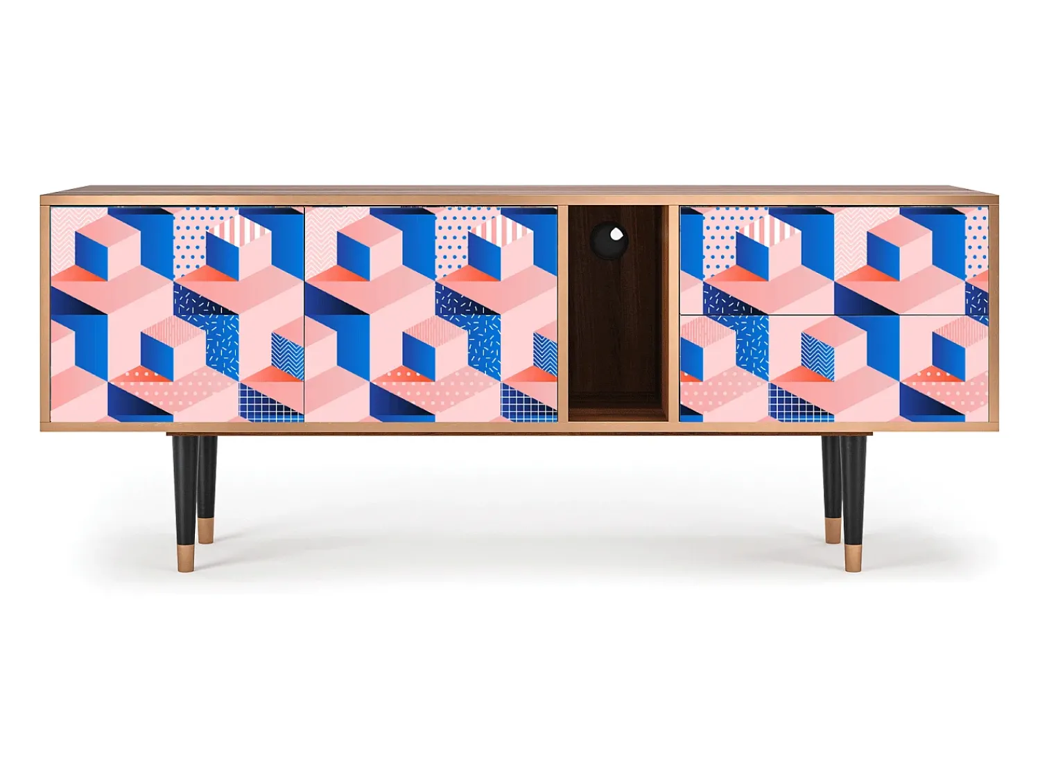 Móvel De Tv* Mueble de TV - 170х69х48 cm - T1 - Pinky Squares, Nogueira Castanho