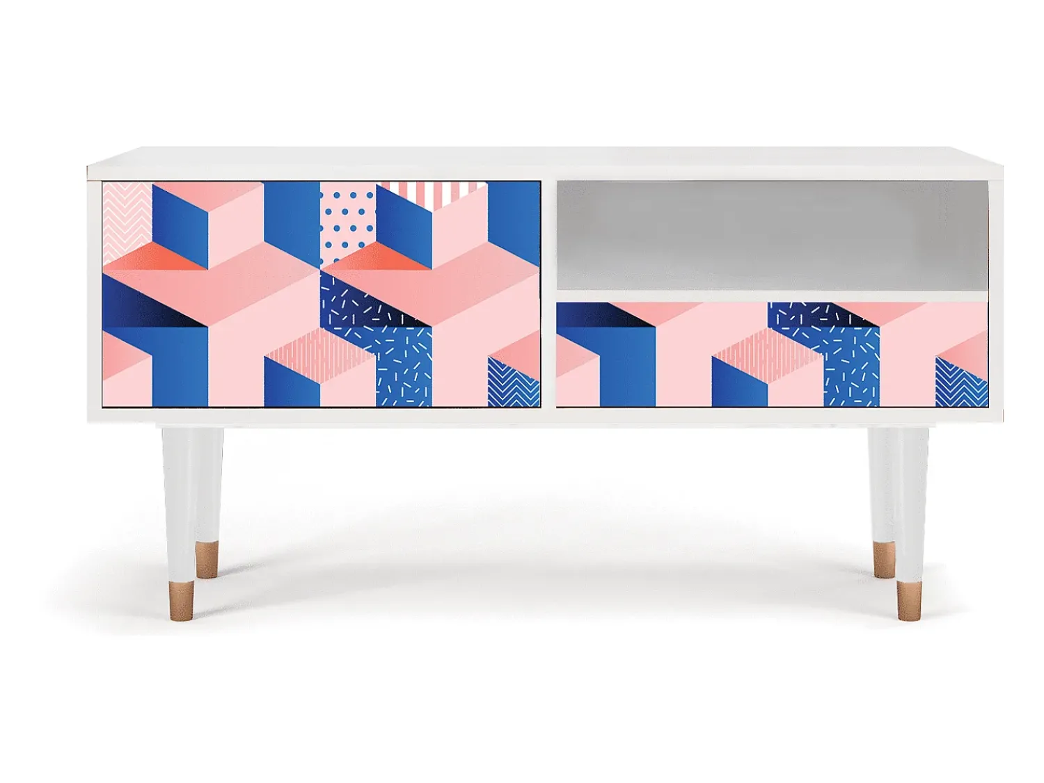 Móvel De Tv| Mueble de TV - 115х59х48 cm - T3 - Pinky Squares, Branco Bege