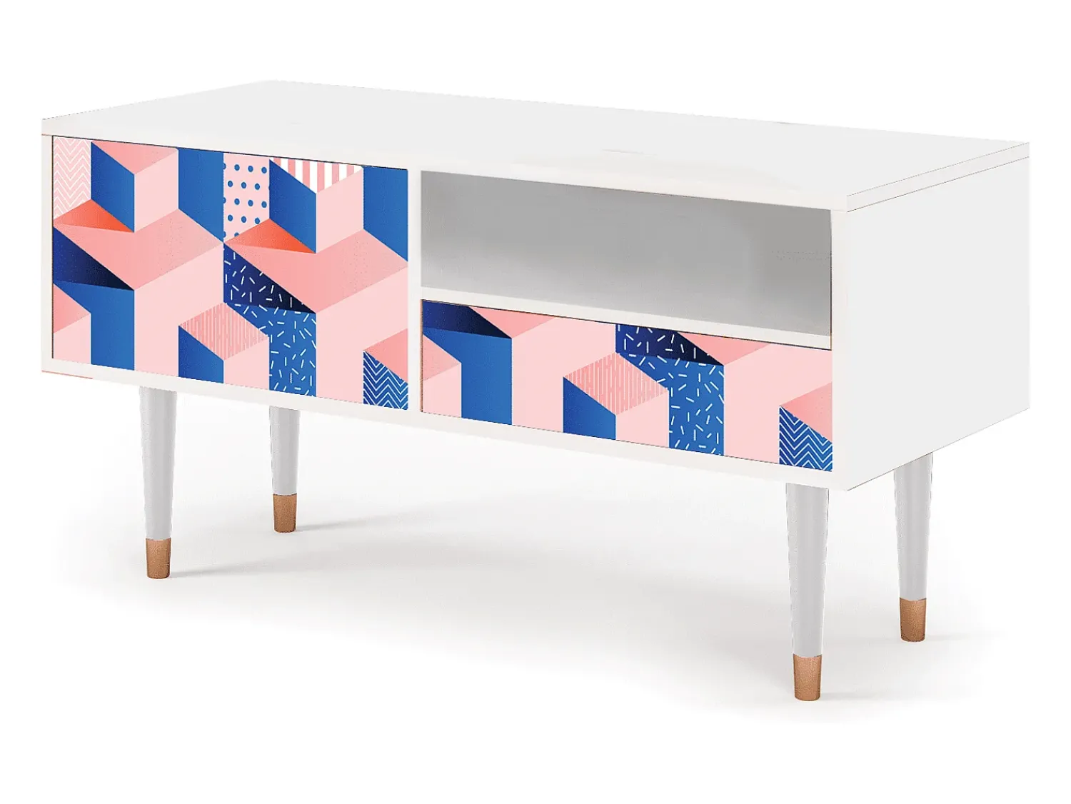 Móvel De Tv| Mueble de TV - 115х59х48 cm - T3 - Pinky Squares, Branco Bege