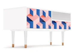 Móvel De Tv| Mueble de TV - 115х59х48 cm - T3 - Pinky Squares, Branco Bege