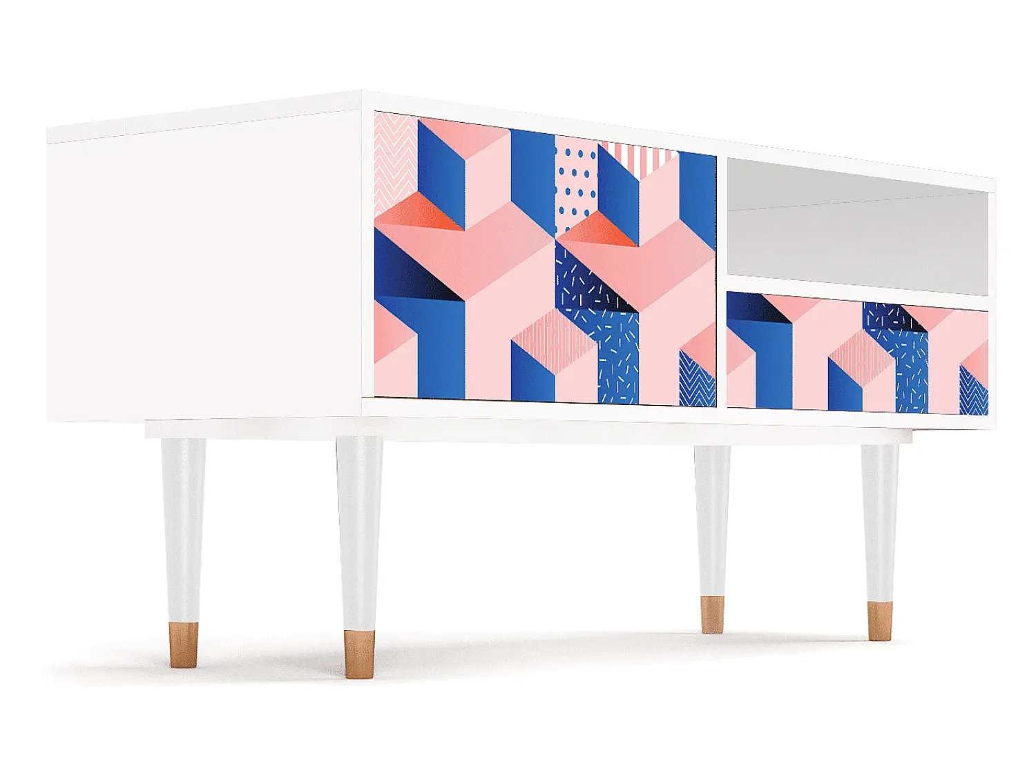 Móvel De Tv| Mueble de TV - 115х59х48 cm - T3 - Pinky Squares, Branco Bege