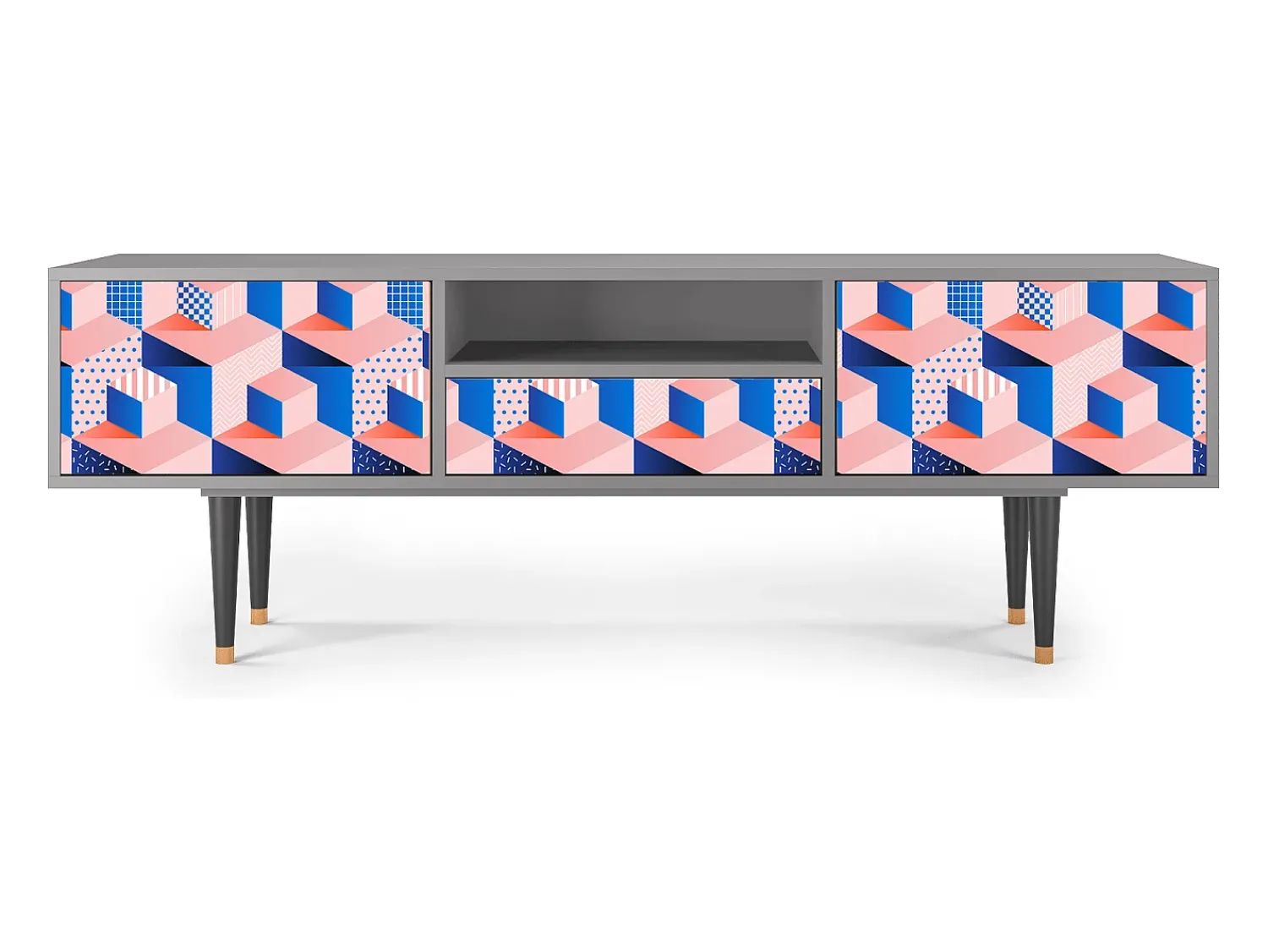 Hot Mueble de TV - 170х59х41 cm - T6 - Pinky Squares, Cinza Cinzento