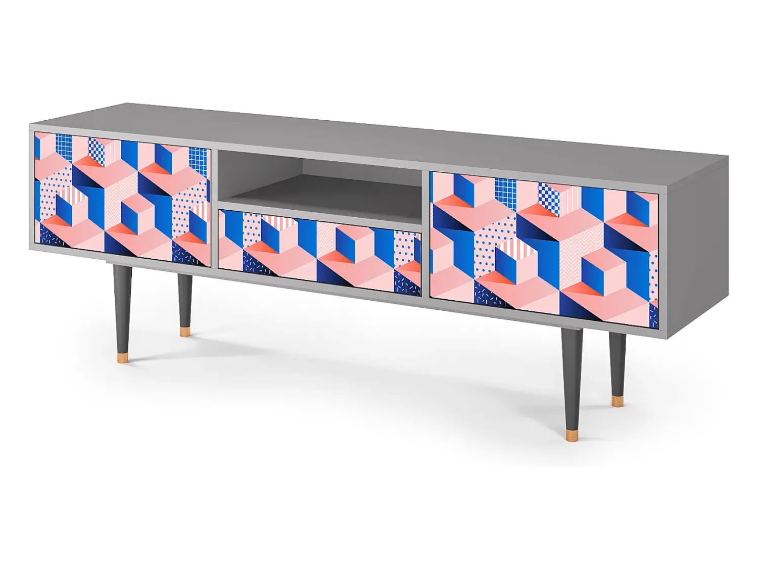 Hot Mueble de TV - 170х59х41 cm - T6 - Pinky Squares, Cinza Cinzento