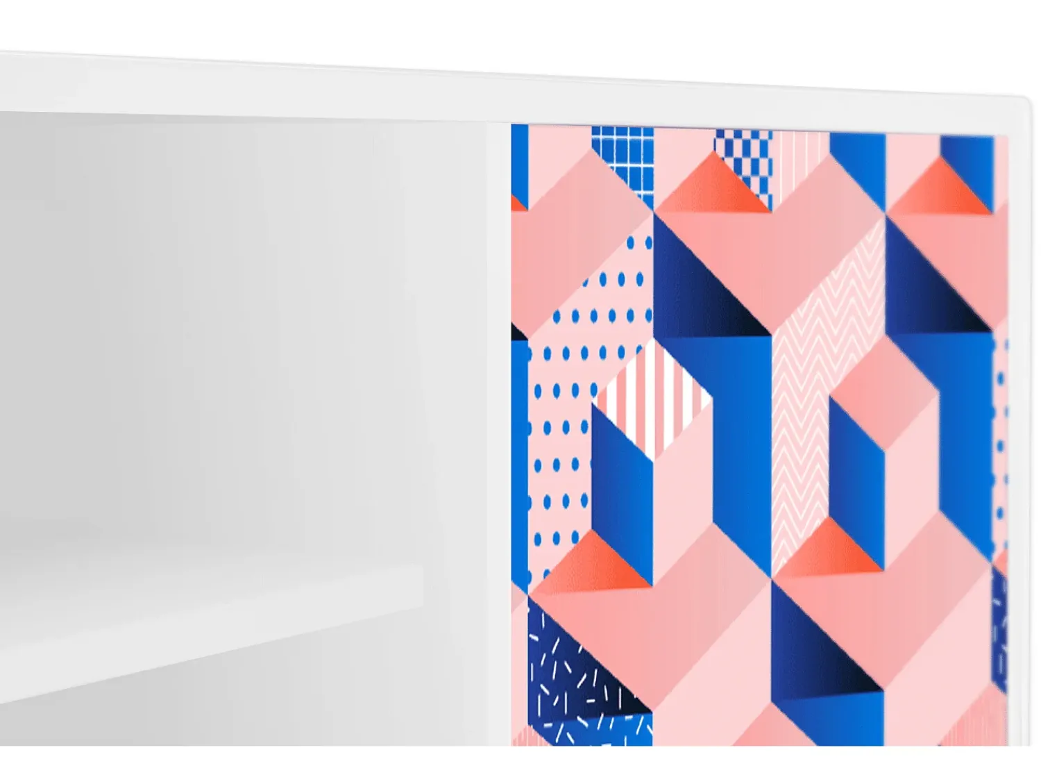 Móvel De Tv* Mueble de TV - 170х69х48 cm - T2 - Pinky Squares, Branco Bege