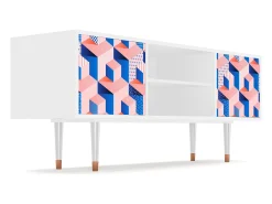 Móvel De Tv* Mueble de TV - 170х69х48 cm - T2 - Pinky Squares, Branco Bege