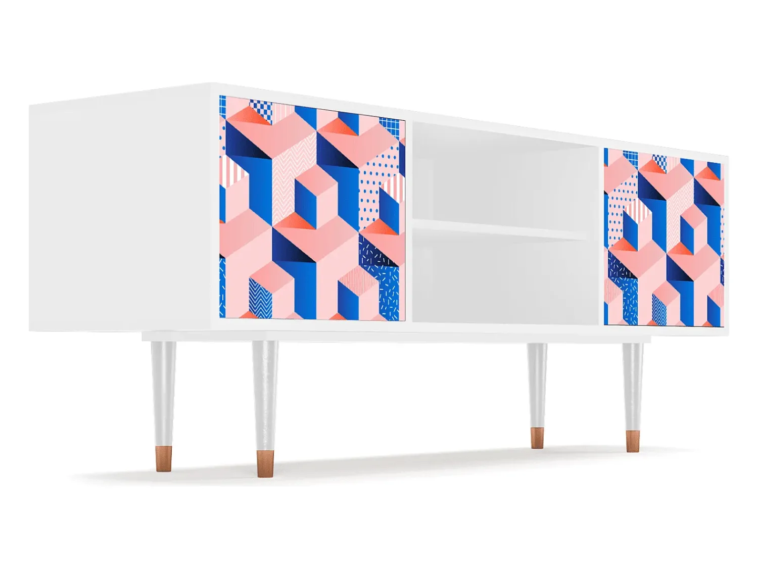 Móvel De Tv* Mueble de TV - 170х69х48 cm - T2 - Pinky Squares, Branco Bege