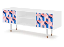 Móvel De Tv* Mueble de TV - 170х69х48 cm - T2 - Pinky Squares, Branco Bege