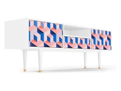 Mueble de TV - 170х59х41 cm - T6 - Pinky Squares, Branco Bege
