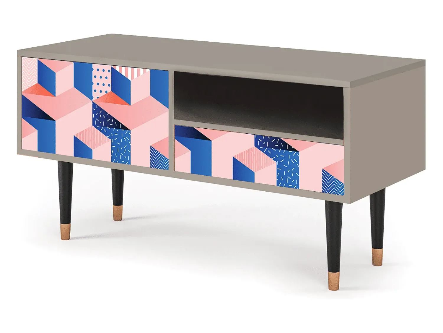 Móvel De Tv* Mueble de TV - 115х59х48 cm - T3 - Pinky Squares, Areia Bege