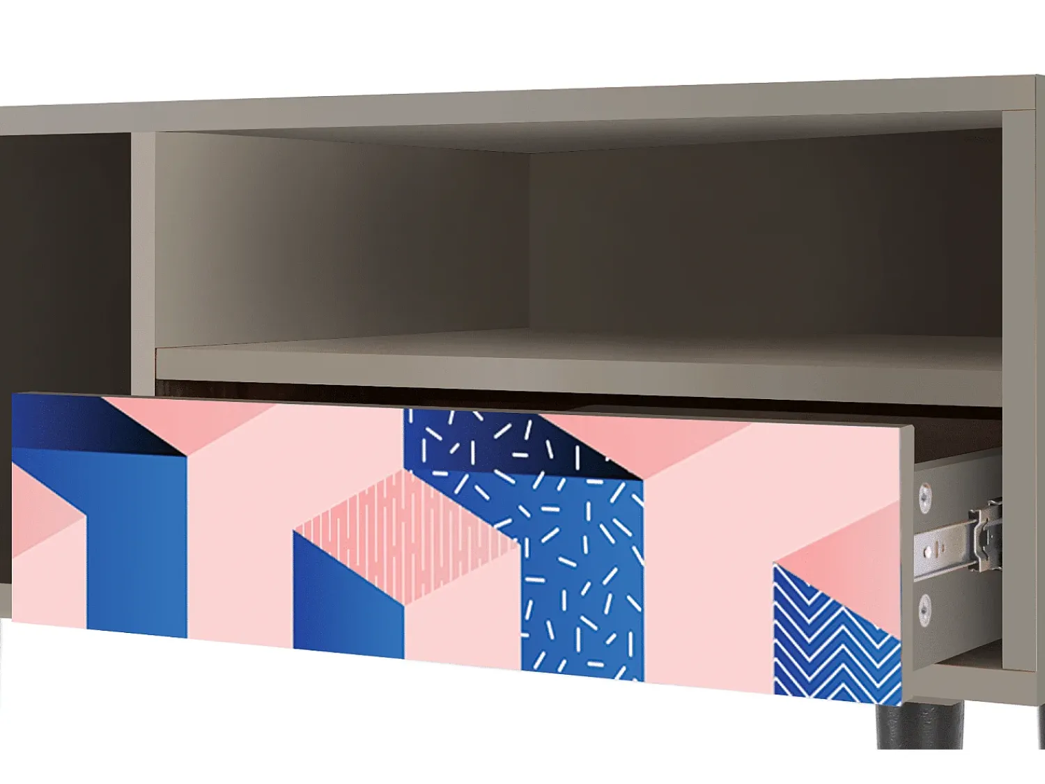 Móvel De Tv* Mueble de TV - 115х59х48 cm - T3 - Pinky Squares, Areia Bege