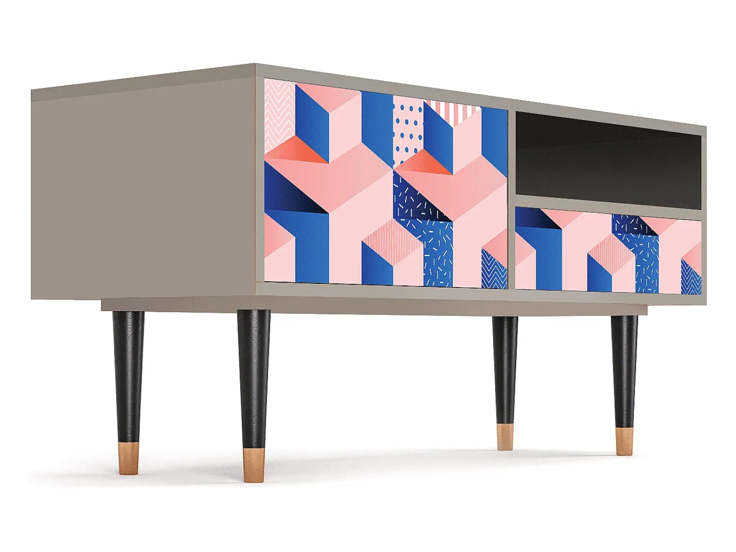 Móvel De Tv* Mueble de TV - 115х59х48 cm - T3 - Pinky Squares, Areia Bege