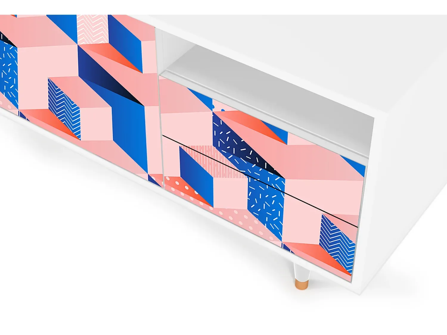 Móvel De Tv| Mueble de TV - 125х56х41 cm - T7 - Pinky Squares, Branco Bege