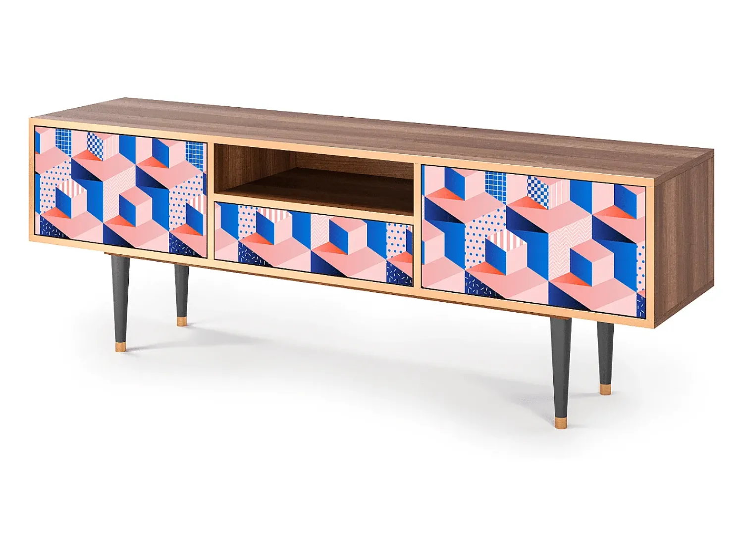 Mueble de TV - 170х59х41 cm - T6 - Pinky Squares, Nogueira^ Móvel De Tv