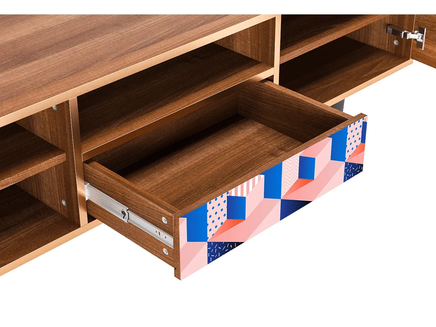 Mueble de TV - 170х59х41 cm - T6 - Pinky Squares, Nogueira^ Móvel De Tv