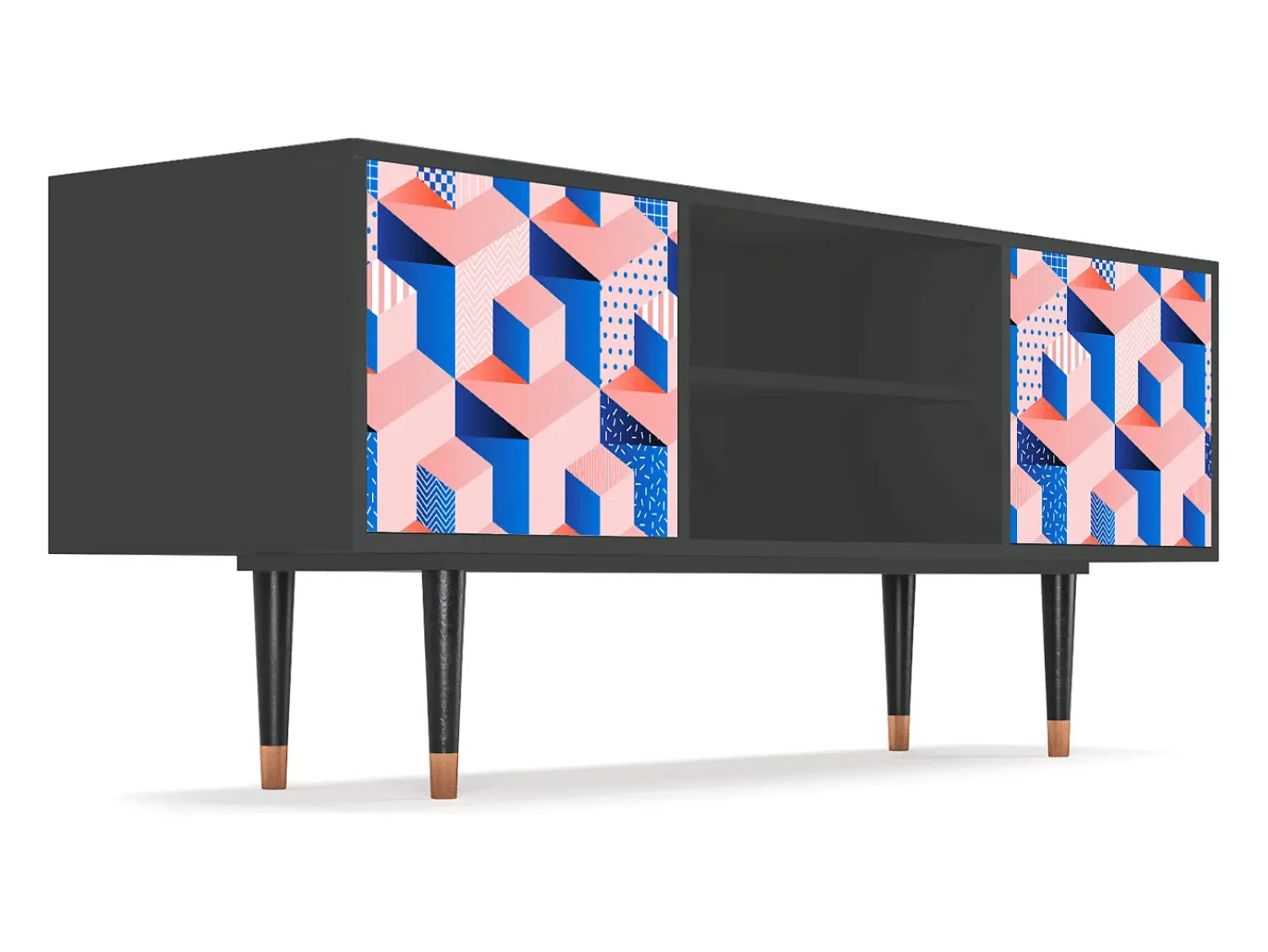 Discount Mueble de TV - 170х69х48 cm - T2 - Pinky Squares, Antracite Cinza antracite