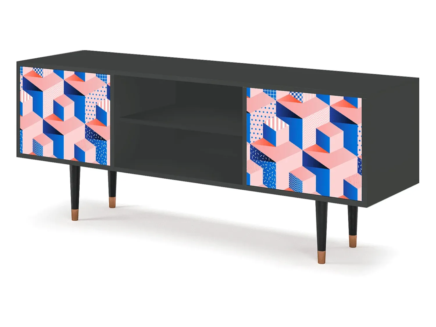 Discount Mueble de TV - 170х69х48 cm - T2 - Pinky Squares, Antracite Cinza antracite