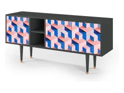 Móvel De Tv| Mueble de TV - 150х69х41 cm - T5 - Pinky Squares, Antracite Cinza antracite