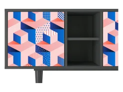 Móvel De Tv| Mueble de TV - 150х69х41 cm - T5 - Pinky Squares, Antracite Cinza antracite