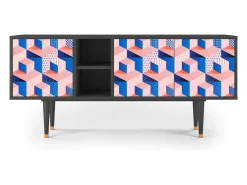 Móvel De Tv| Mueble de TV - 150х69х41 cm - T5 - Pinky Squares, Antracite Cinza antracite
