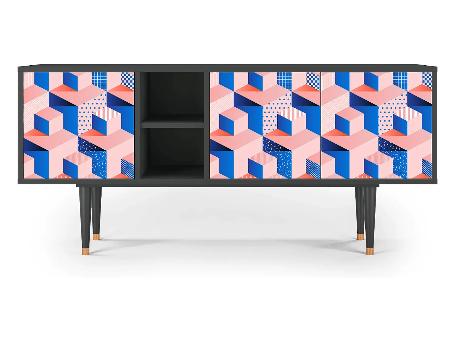 Móvel De Tv| Mueble de TV - 150х69х41 cm - T5 - Pinky Squares, Antracite Cinza antracite