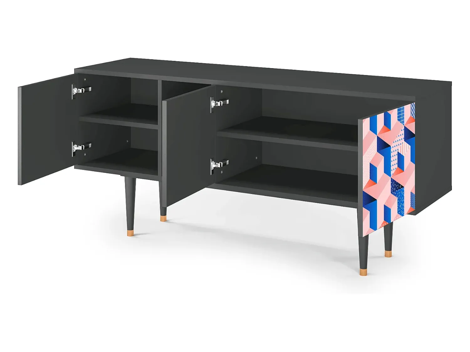 Móvel De Tv| Mueble de TV - 150х69х41 cm - T5 - Pinky Squares, Antracite Cinza antracite
