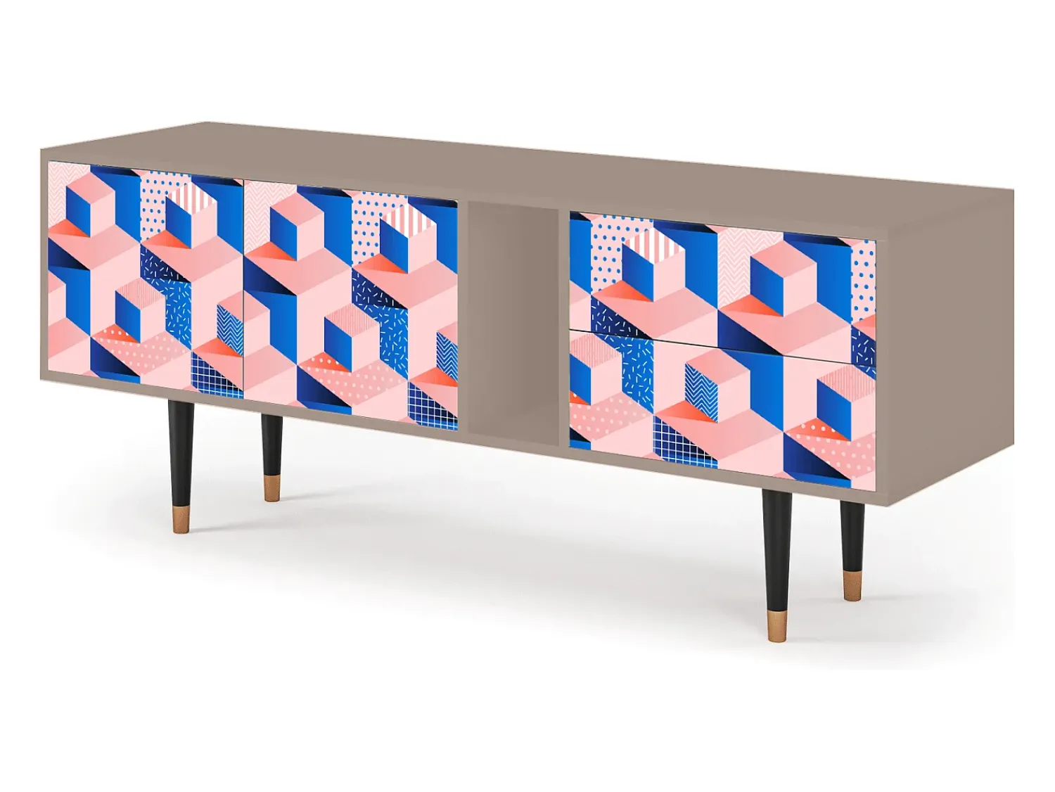 New Mueble de TV - 170х69х48 cm - T1 - Pinky Squares, Latte Bege