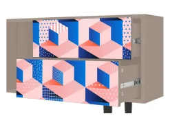 New Mueble de TV - 170х69х48 cm - T1 - Pinky Squares, Latte Bege