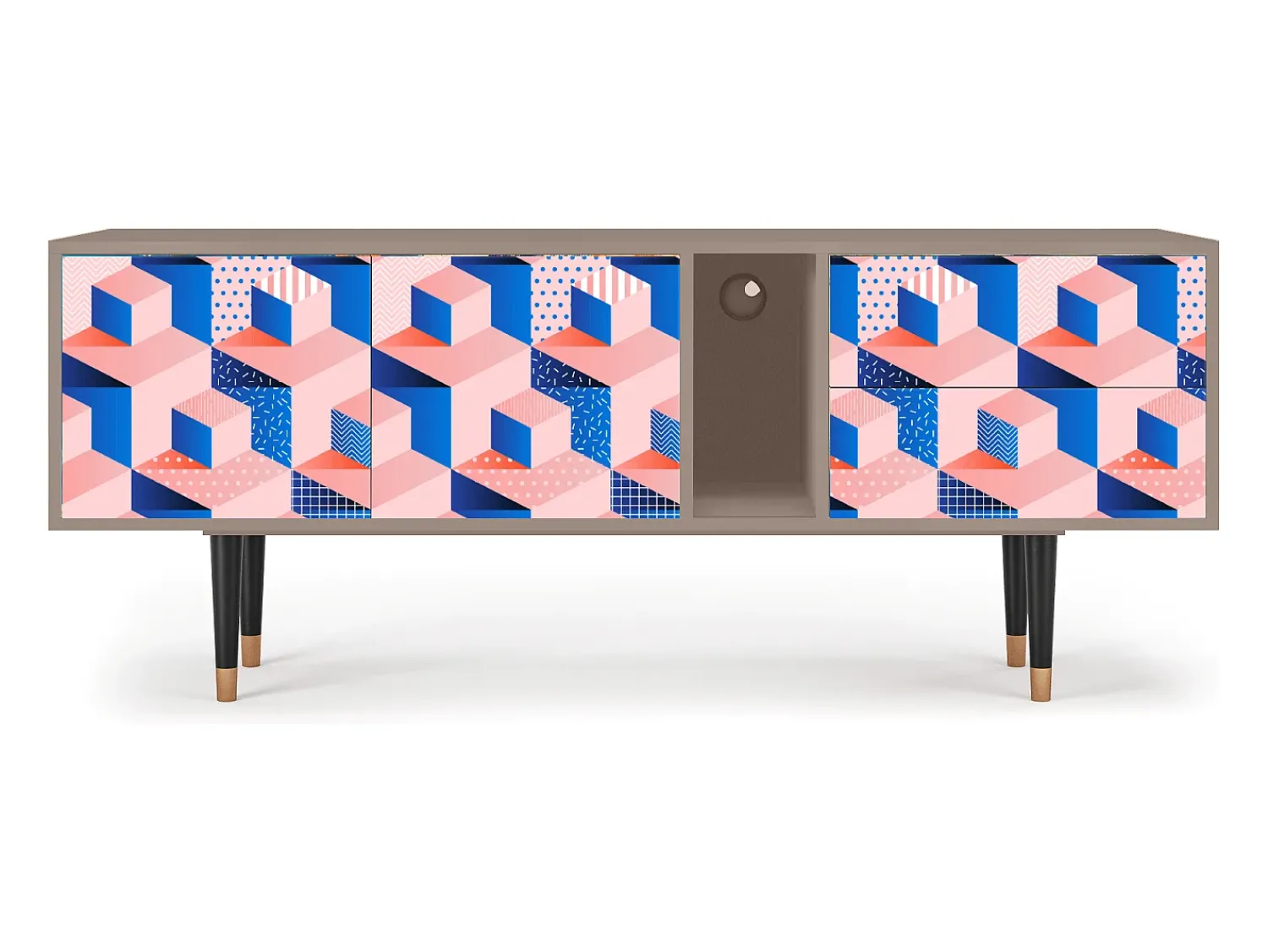 New Mueble de TV - 170х69х48 cm - T1 - Pinky Squares, Latte Bege