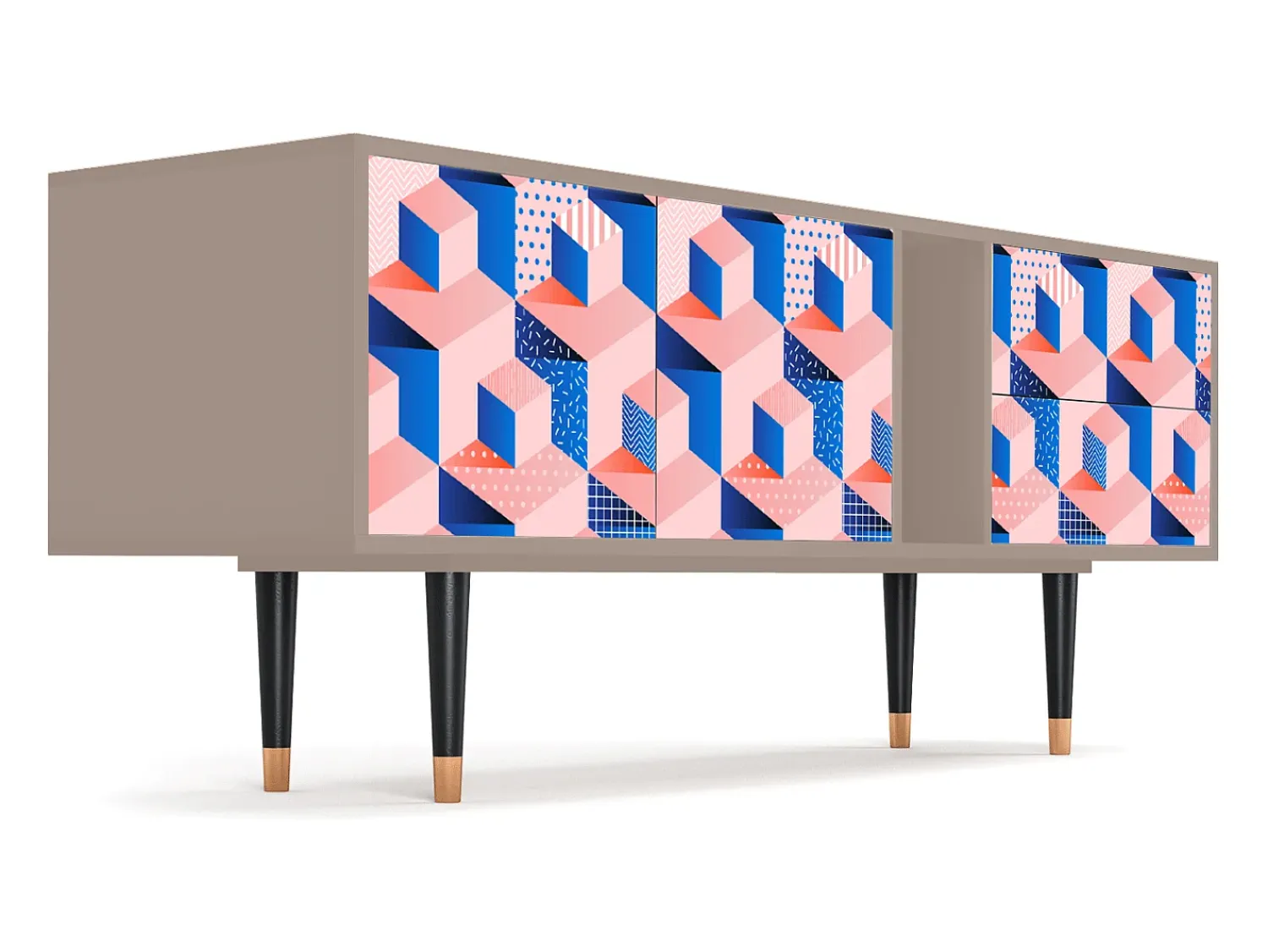 New Mueble de TV - 170х69х48 cm - T1 - Pinky Squares, Latte Bege