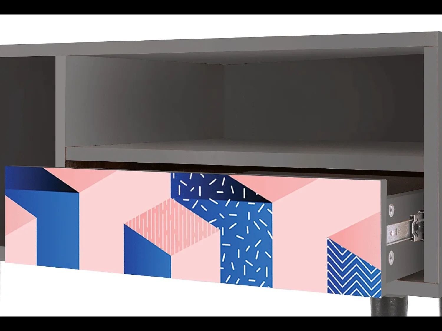 Móvel De Tv| Mueble de TV - 115х59х48 cm - T3 - Pinky Squares, Cinza Cinzento