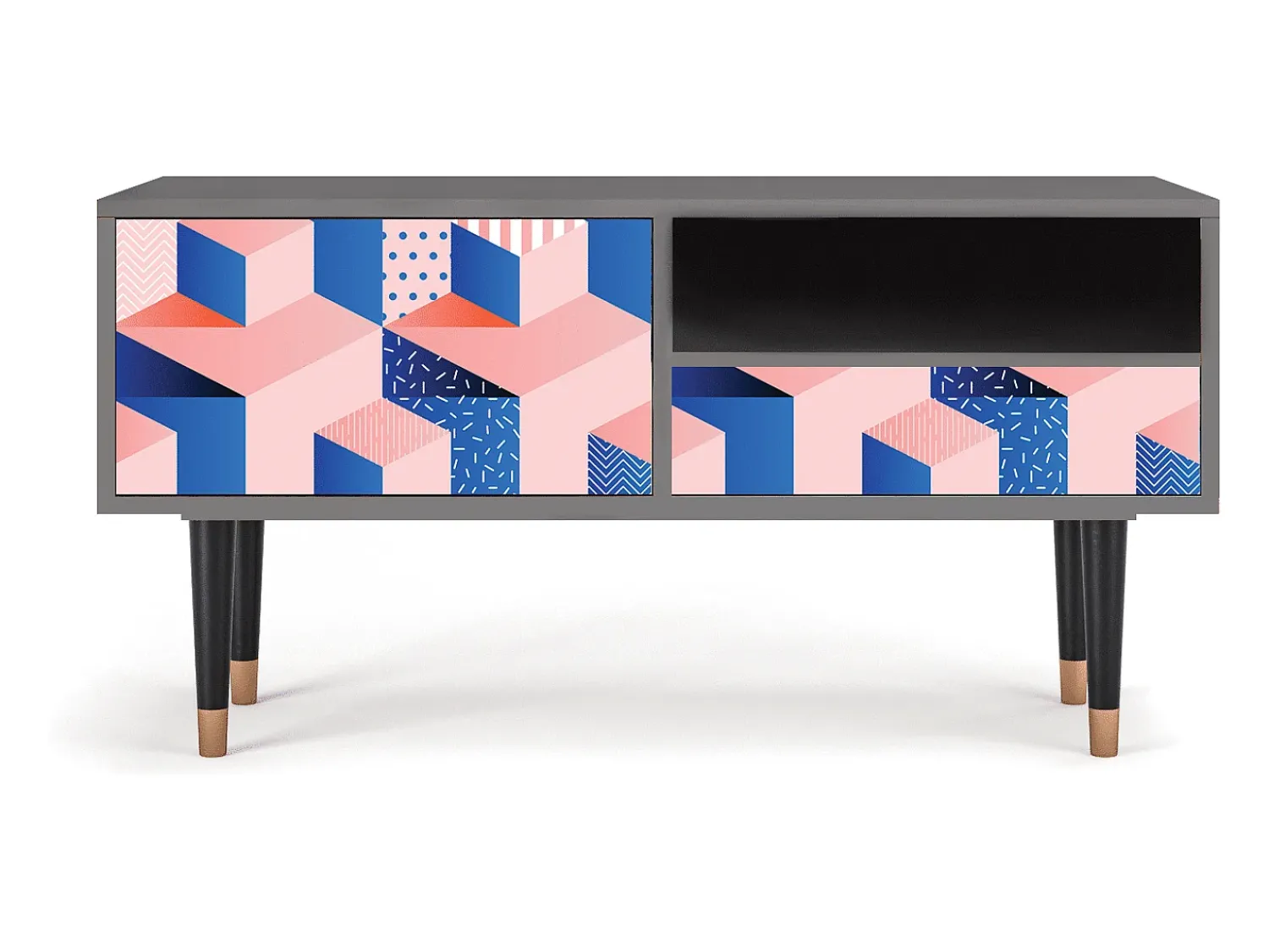Móvel De Tv| Mueble de TV - 115х59х48 cm - T3 - Pinky Squares, Cinza Cinzento