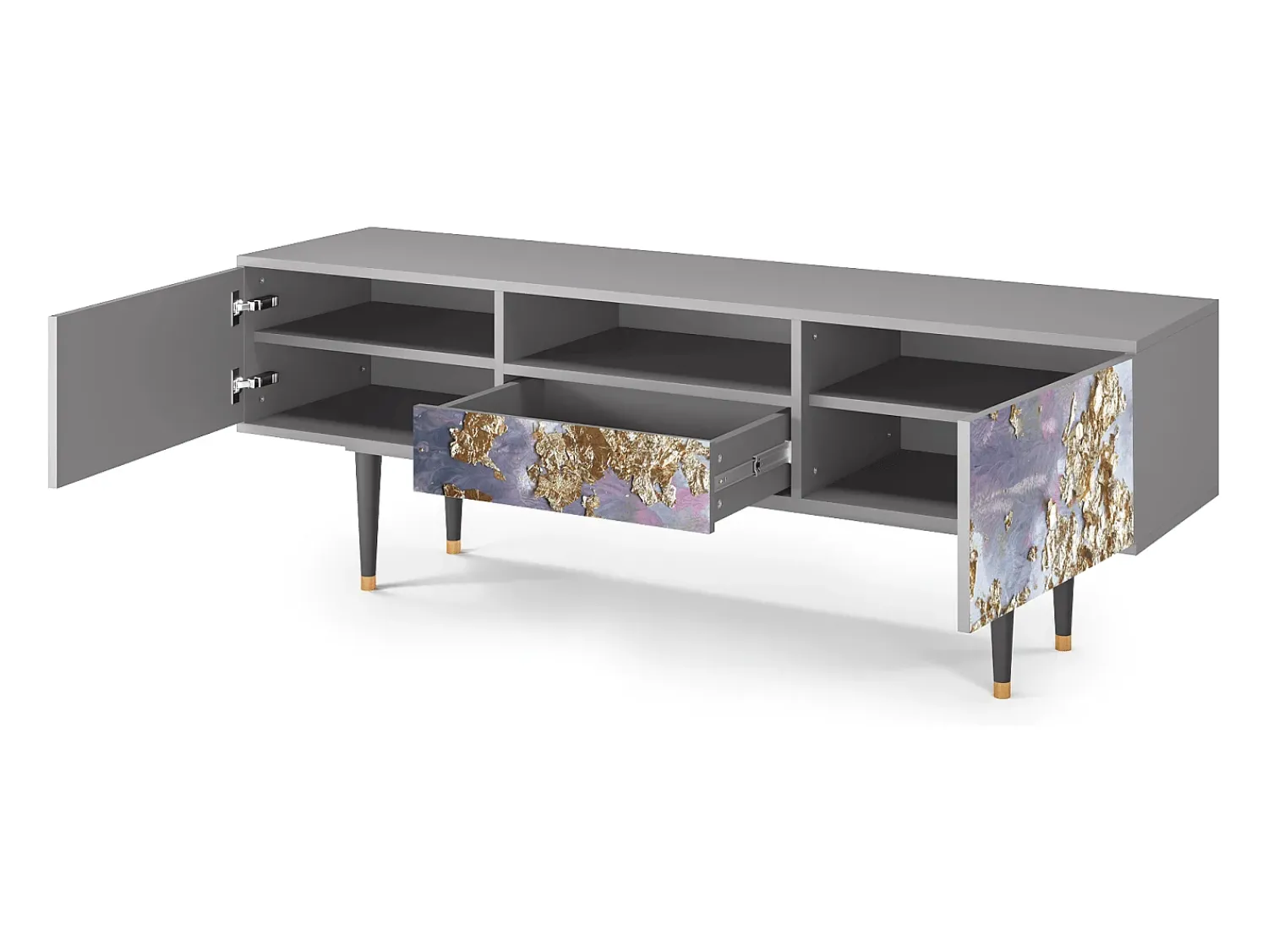 Móvel De Tv* Mueble de TV - 170х59х41 cm - T6 - Planet Earth, Cinza Cinzento