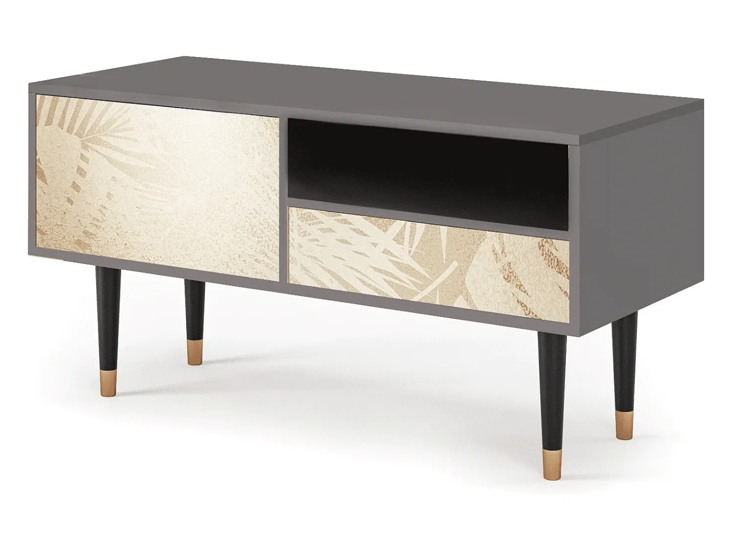 Móvel De Tv| Mueble de TV - 115х59х48 cm - T3 - Plant of the Dessert, Cinza Cinzento