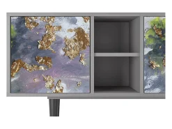 Móvel De Tv| Mueble de TV - 150х69х41 cm - T5 - Planet Earth, Cinza Cinzento
