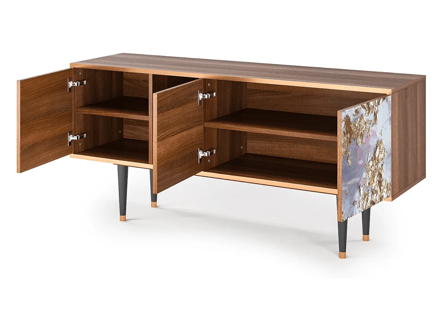 New Mueble de TV - 150х69х41 cm - T5 - Planet Earth, Nogueira Castanho