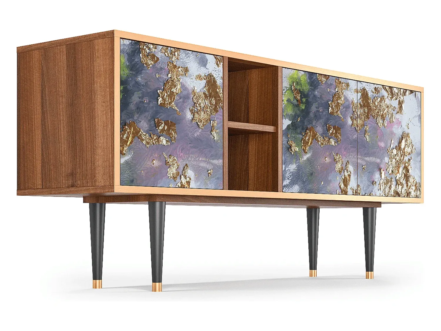 New Mueble de TV - 150х69х41 cm - T5 - Planet Earth, Nogueira Castanho