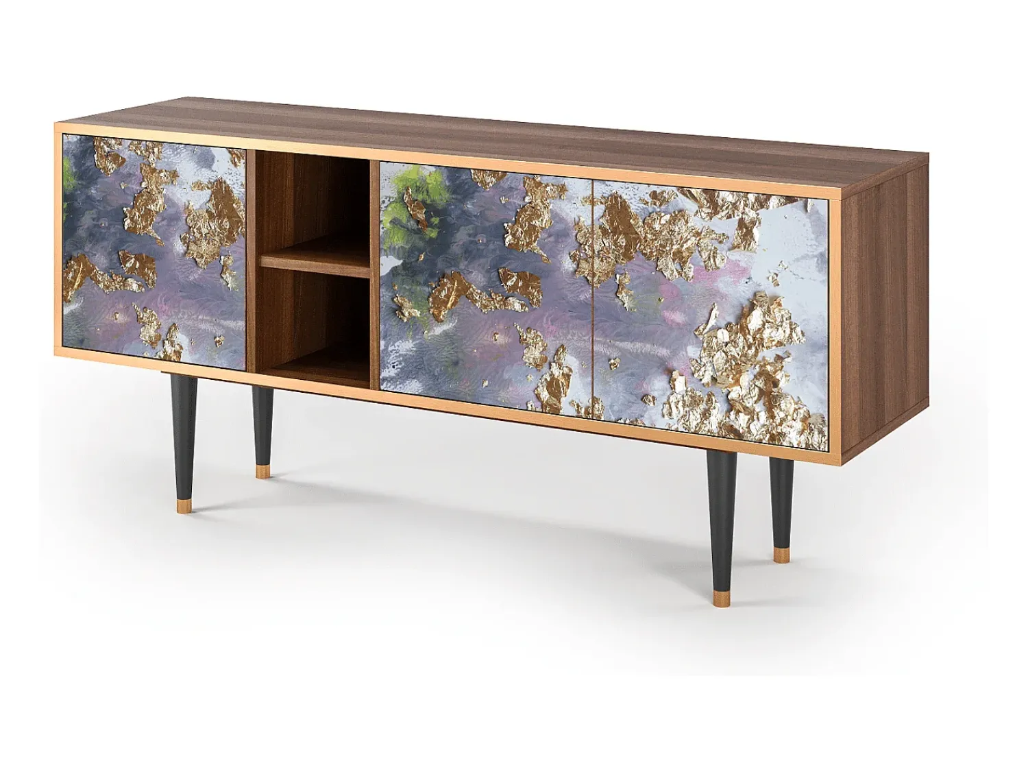 New Mueble de TV - 150х69х41 cm - T5 - Planet Earth, Nogueira Castanho