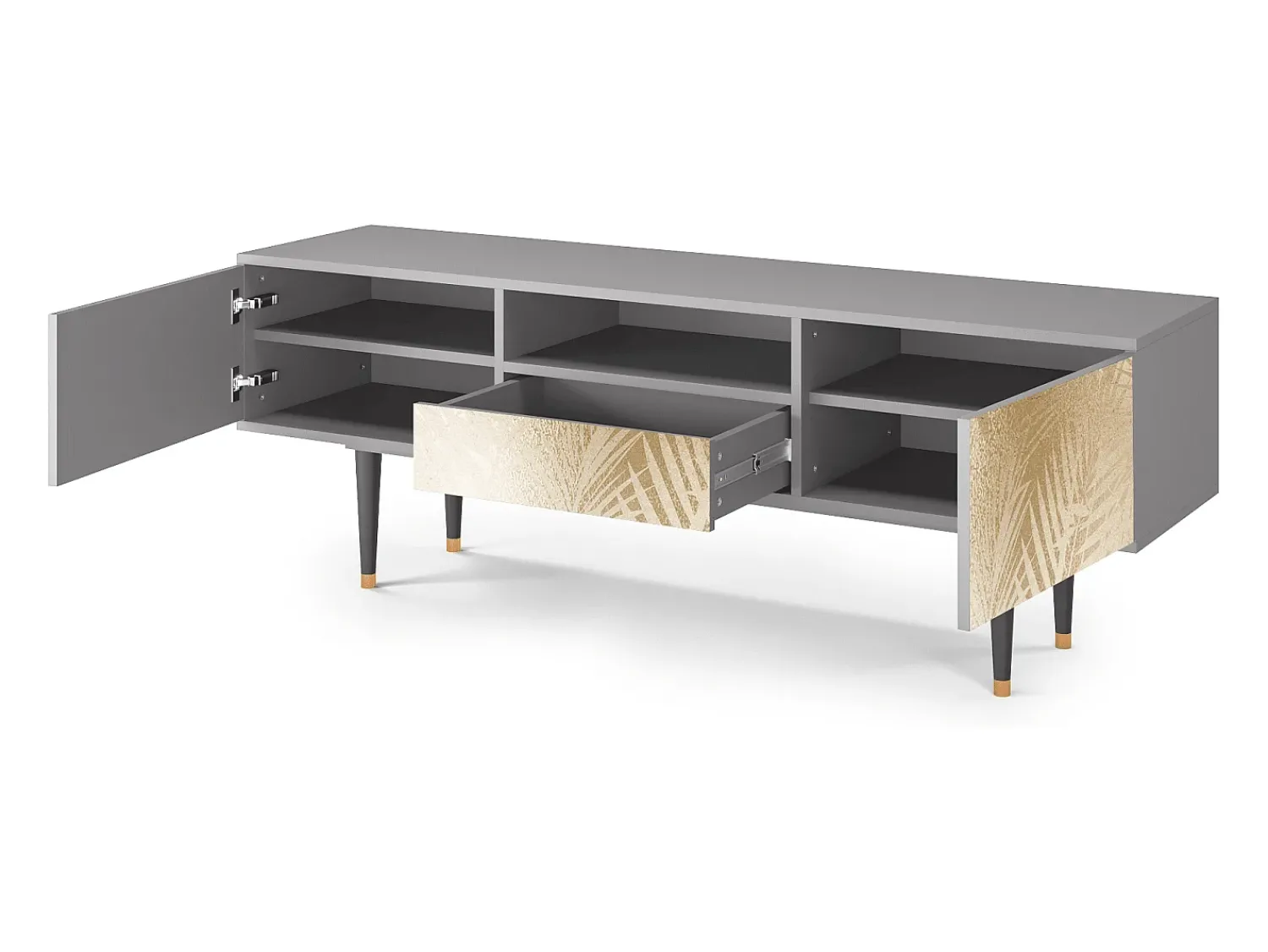 Móvel De Tv* Mueble de TV - 170х59х41 cm - T6 - Plant of the Dessert, Cinza Cinzento