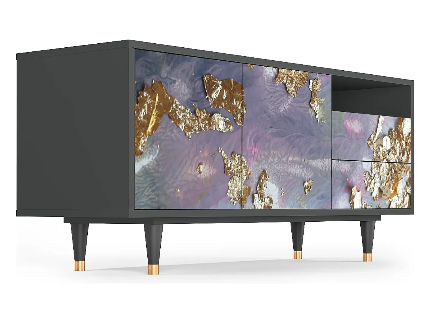 Discount Mueble de TV - 125х56х41 cm - T7 - Planet Earth, Antracite Cinza antracite