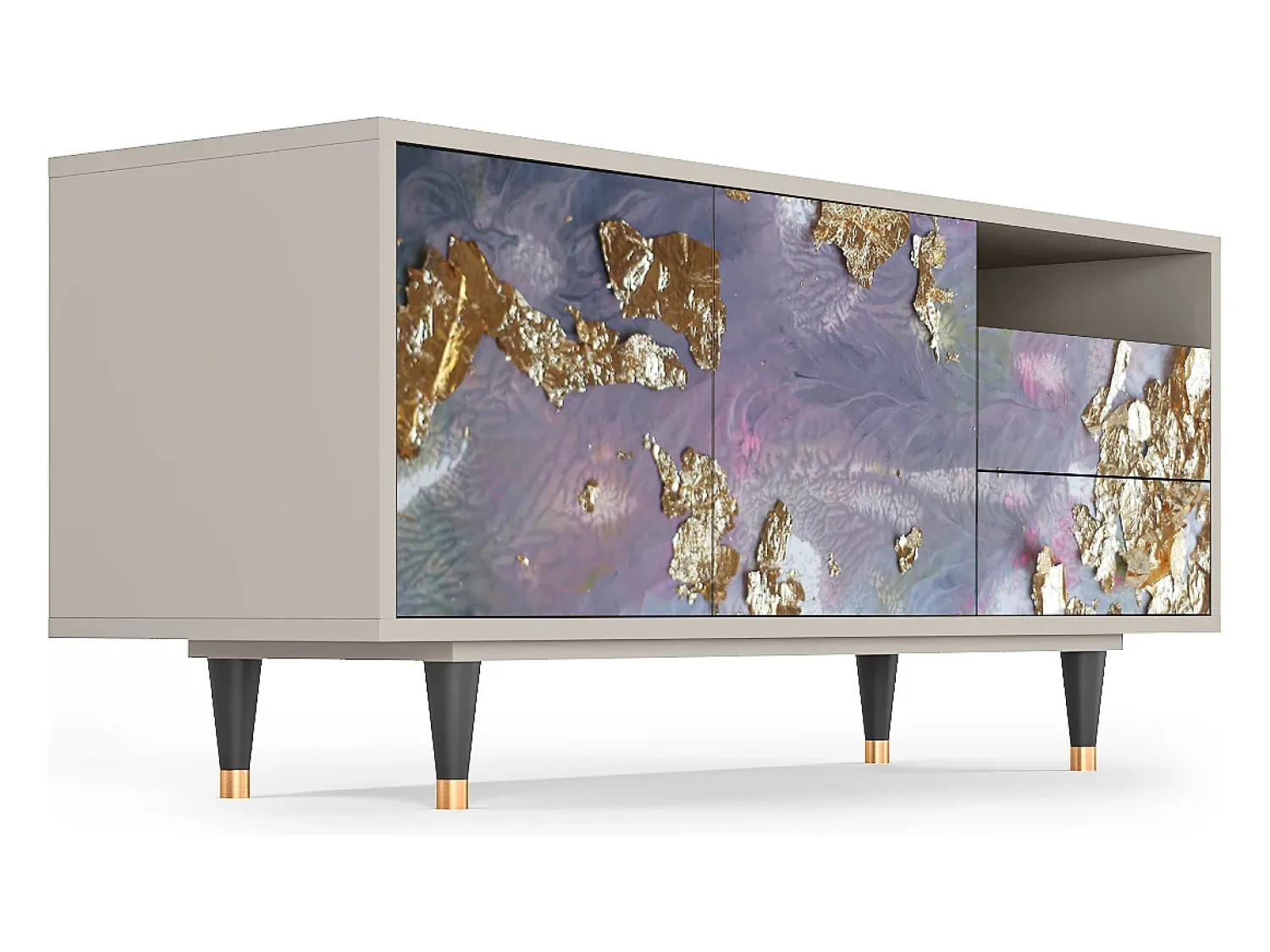Móvel De Tv* Mueble de TV - 125х56х41 cm - T7 - Planet Earth, Areia Bege