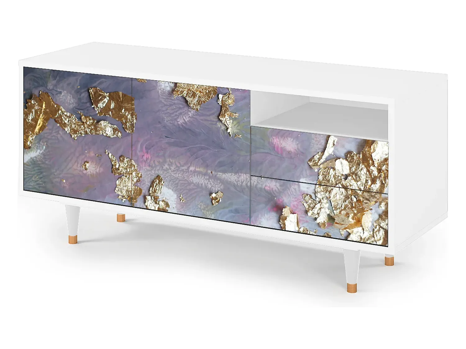 Móvel De Tv| Mueble de TV - 125х56х41 cm - T7 - Planet Earth, Branco Bege