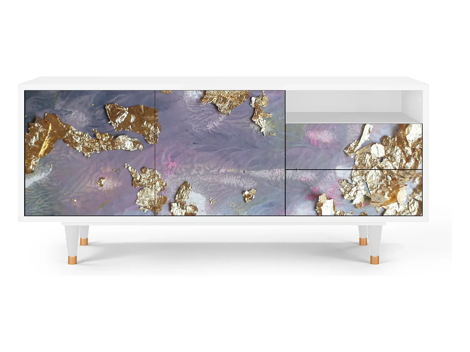 Móvel De Tv| Mueble de TV - 125х56х41 cm - T7 - Planet Earth, Branco Bege