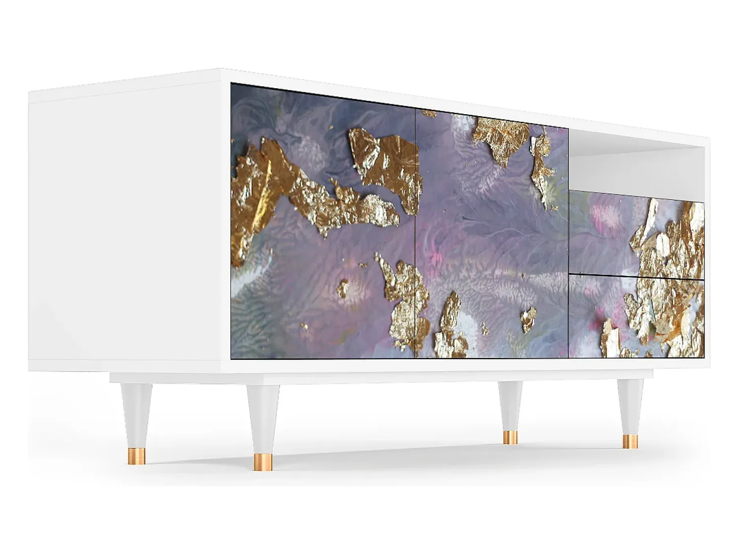Móvel De Tv| Mueble de TV - 125х56х41 cm - T7 - Planet Earth, Branco Bege