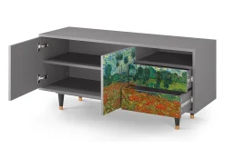 Móvel De Tv| Mueble de TV - 125х56х41 cm - T7 - Poppy field by van Gogh, Cinza Cinzento