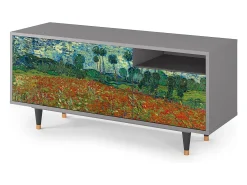 Móvel De Tv| Mueble de TV - 125х56х41 cm - T7 - Poppy field by van Gogh, Cinza Cinzento