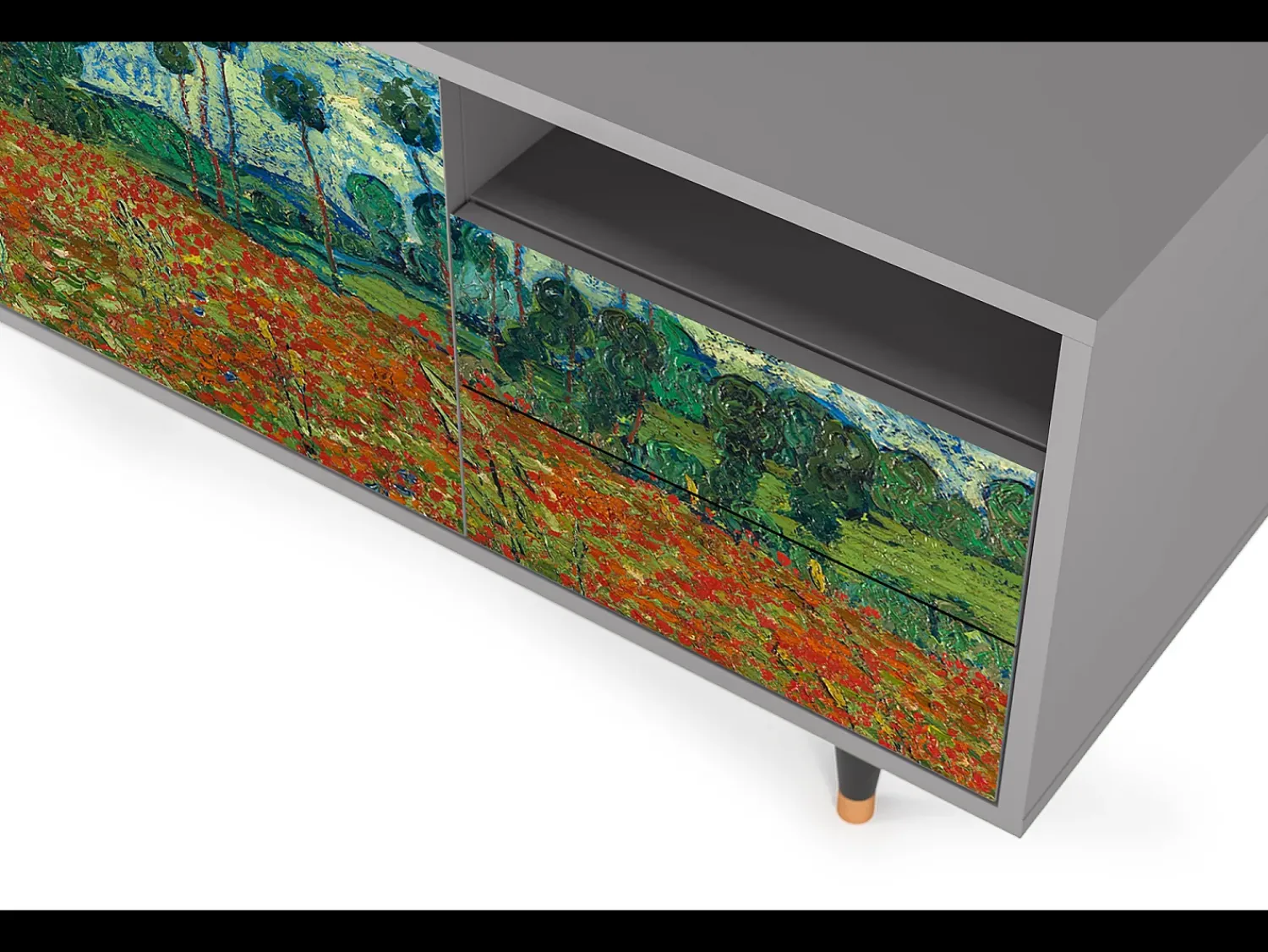 Móvel De Tv| Mueble de TV - 125х56х41 cm - T7 - Poppy field by van Gogh, Cinza Cinzento