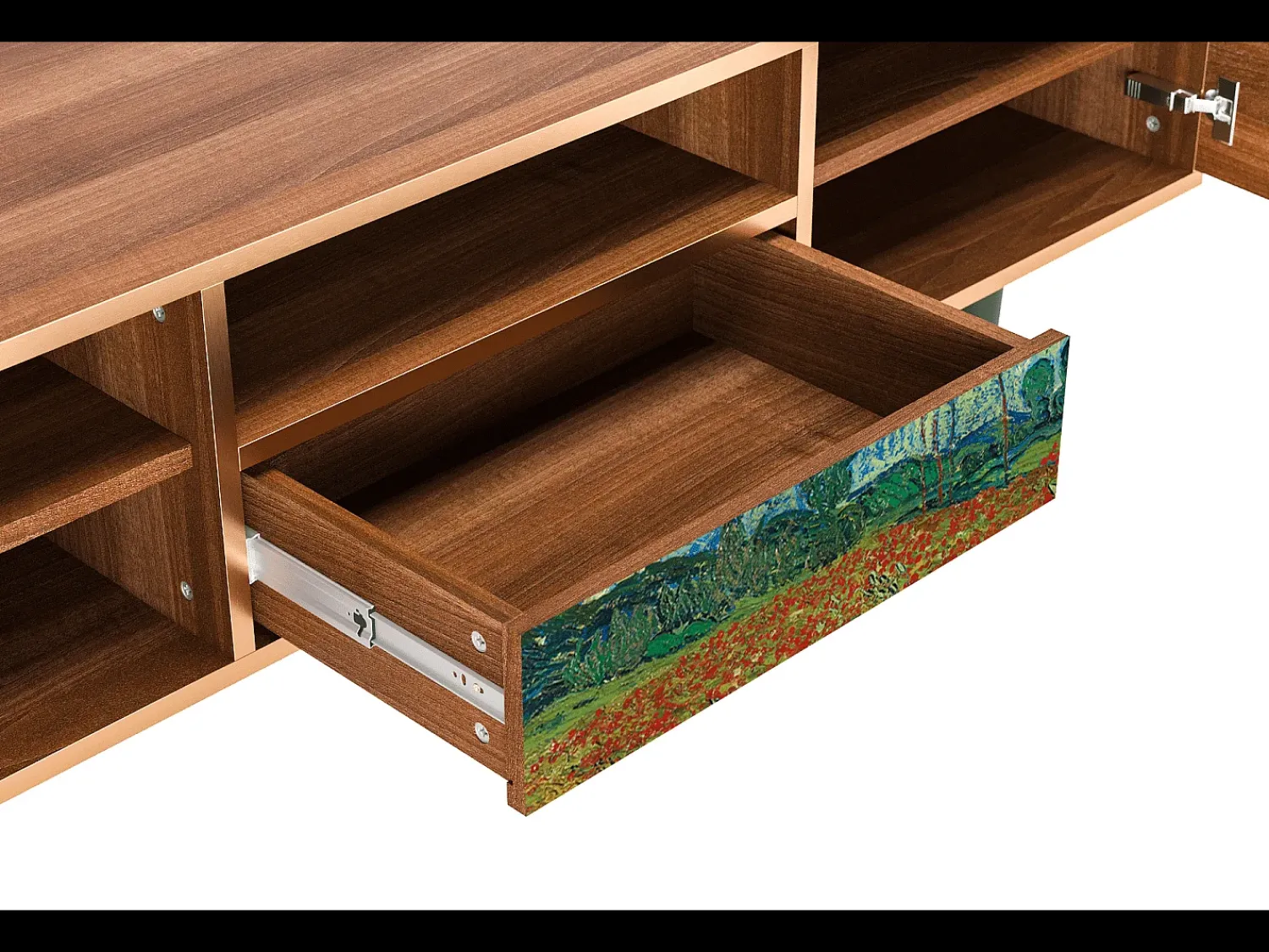Móvel De Tv* Mueble de TV - 170х59х41 cm - T6 - Poppy field by van Gogh, Nogueira Castanho