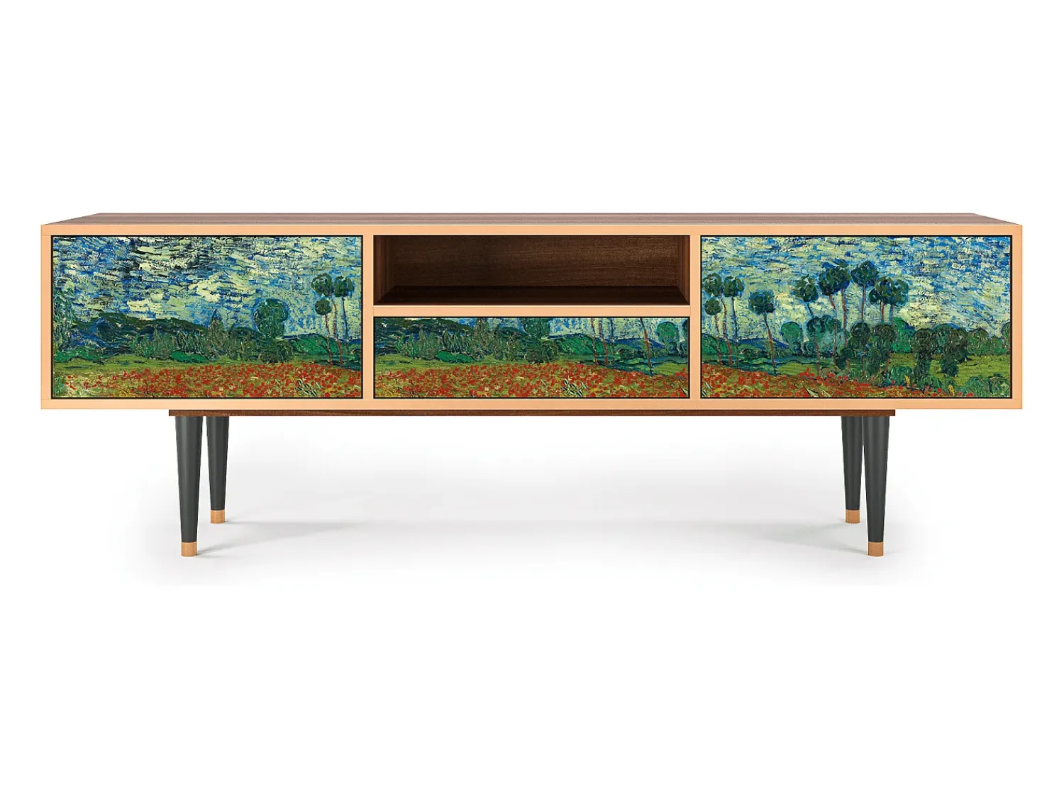 Móvel De Tv* Mueble de TV - 170х59х41 cm - T6 - Poppy field by van Gogh, Nogueira Castanho