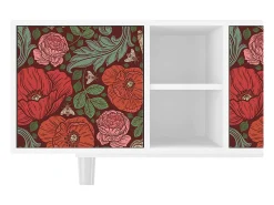 Móvel De Tv| Mueble de TV - 150х69х41 cm - T5 - Poppy Garden, Branco Bege