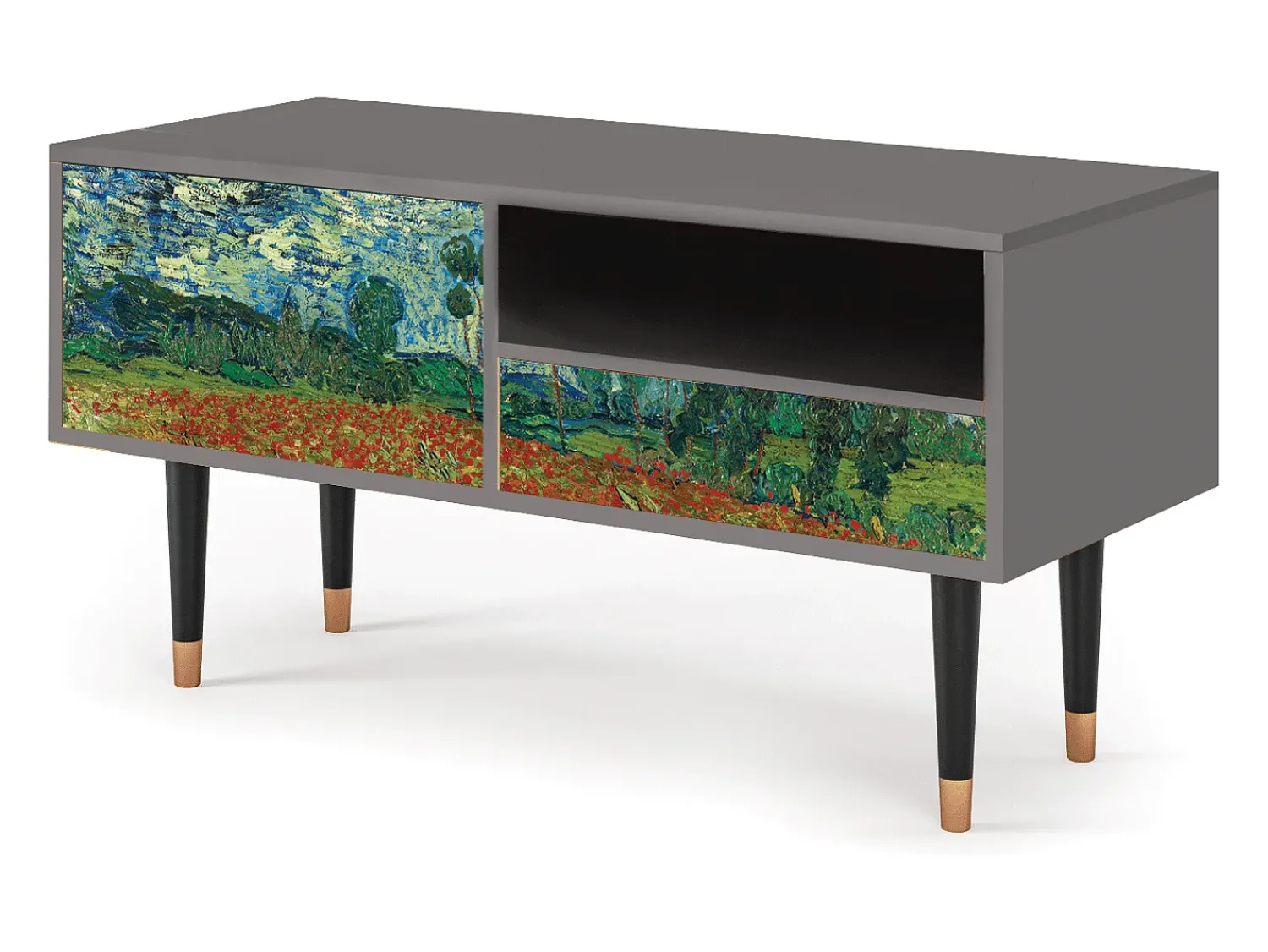 Móvel De Tv| Mueble de TV - 115х59х48 cm - T3 - Poppy field by van Gogh, Cinza Cinzento